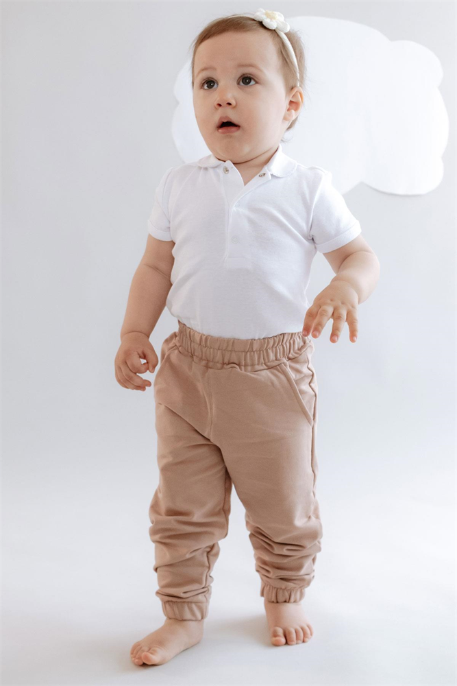 Girl Child Elastic Waist Sweatpants 760 Milky Brown Color